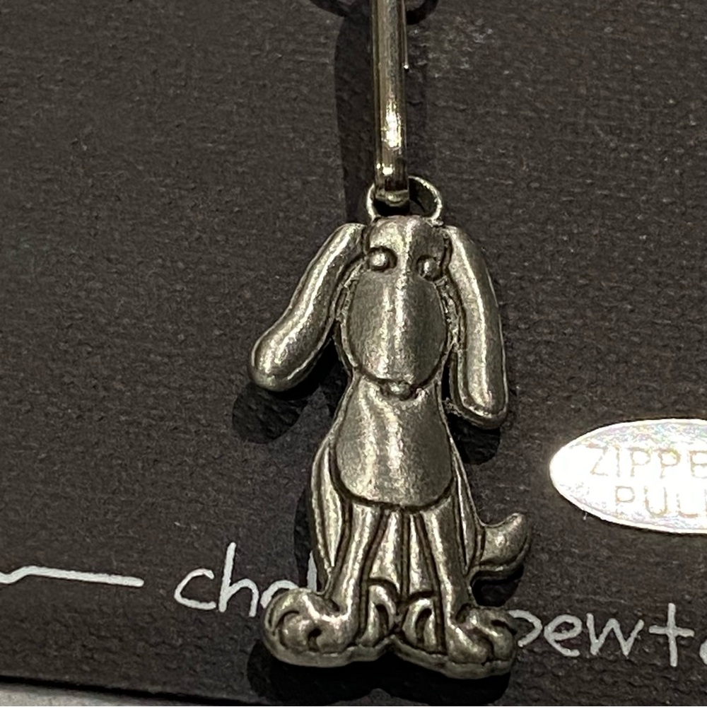 Chelsea Pewter Dog Zipper Pull Purse Charm Backpack Whimsical Gift Accessory NWT